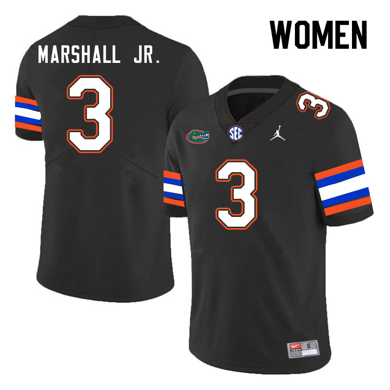 Women #3 Jason Marshall Jr. Florida Gators College Football Jerseys Stitched-Black - Click Image to Close